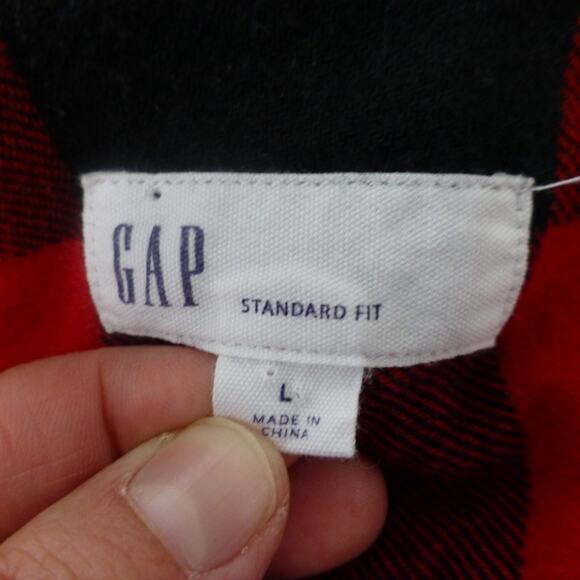 Gap Shirt Mens Large Flannel Button Up Buffalo Check Plaid Red Outdoor - Picture 5 of 8